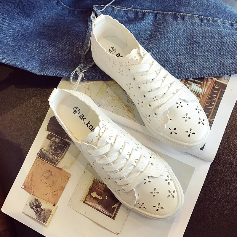 

Summer Punched Sheet Shoes Women's Versatile Three Vulcanization Small White Shoes Student Korean-style Casual Slip-on Lazy Shoe