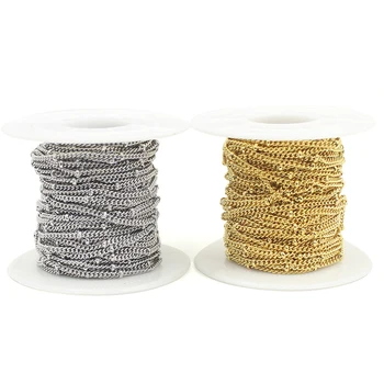 

New 10 Meters/lot Gold Plated Stainless Steel Beads Clip Chain Bead Chains Width 1.5mm for DIY Necklace Jewelry Making Supplies