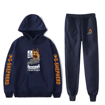 

New german shepherd Fashion Long-sleeved Hooded Sweater german shepherd 2Pcs Women/Men Tracksuit Hoodies Pants Hip hop