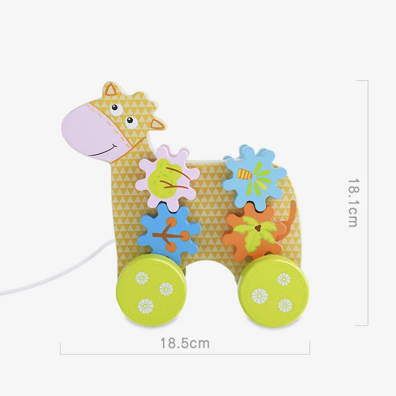 Красочные деревянные детские ранние образовательные механические шестерни дизайн мультфильм животных детские строительные блоки комбайн игрушка набор