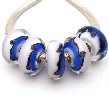 

JGWGT 1026 5X 100% Authenticity S925 Sterling Silver Beads Murano Glass beads Fit European Charms Bracelet diy jewelry Lampwork