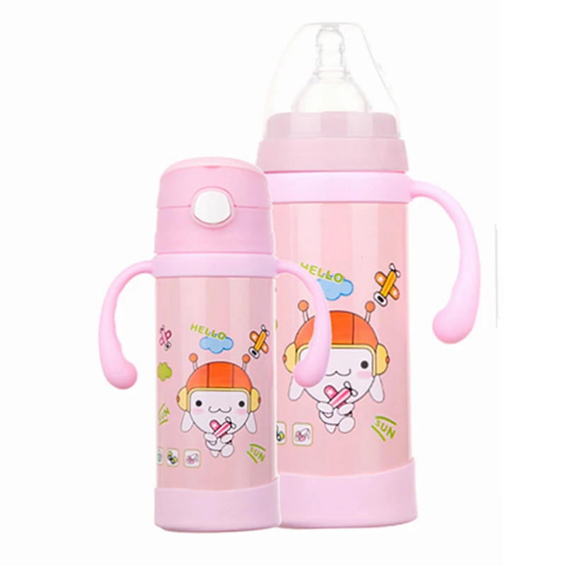 BearKnight Stainless Steel kid Straw Thermos Vacuum Flasks Baby Trainer