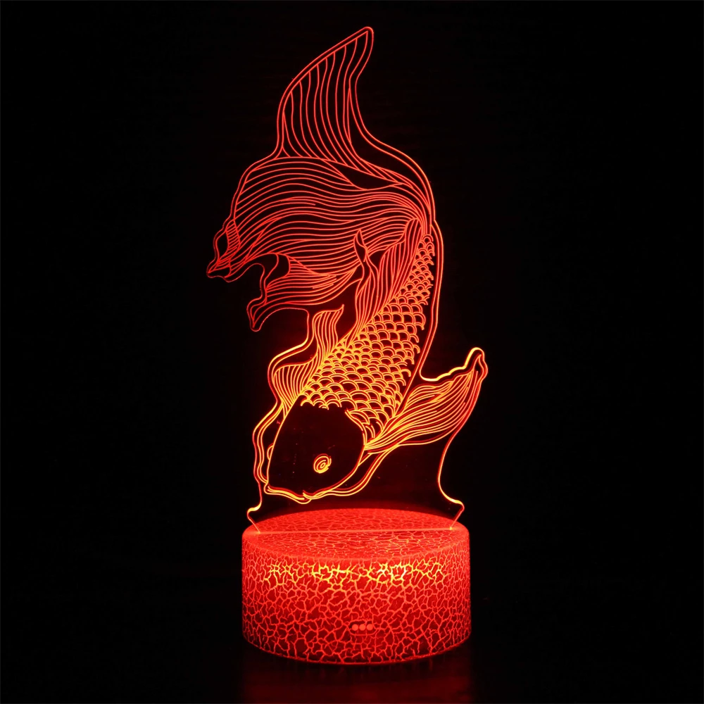 Creative Fish 3D Lamp USB LED Night Light Remote Touch Switch 7 Color Change Desk Lamp for Kids Bedroom Decor Gifts Toys Fish bathroom night light Night Lights