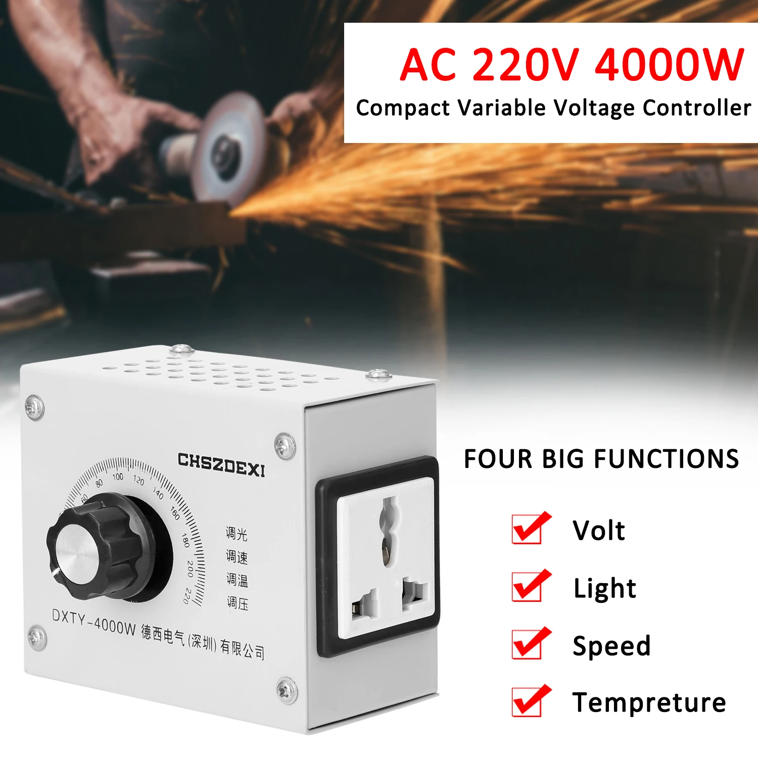 

Hot Compact Variable Voltage Regulator Portable Speed Temperature Light Voltage Adjuatable Dimmer transformator 220v 12v