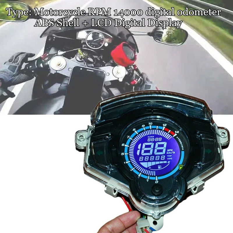 

14000RPM Motorcycle Bike LCD Digital Odometer Speedometer Tachometer Gauge Part