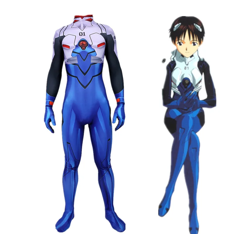 Аниме EVA Evangelion Ikari Shinji косплей костюмы для взрослых и детей с 3D принтом цельный