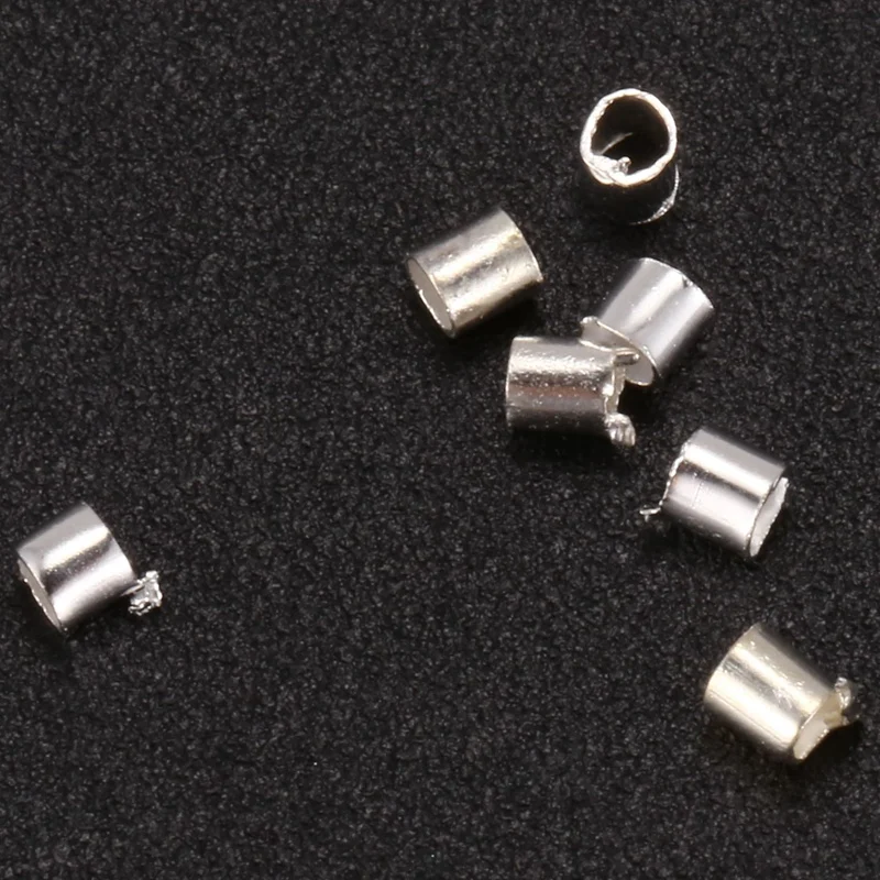 100Pcs 0.8Mm 1/32 인치 와이어 로프 알루미늄 페룰 슬리브 실버 톤 & 500Pcs 튜브 크림프 엔드 비즈 1.5Mm 실버