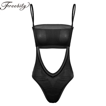 

Womens Erotic Sheer Mesh Lingerie Set Elastic Strapless Bandeau Bra Tube Top with Adjustable Straps Cheeky Suspender Bottoms
