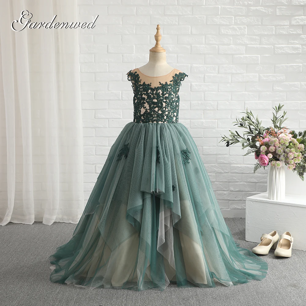 Green Ball Gown Flower Girl Dresses 