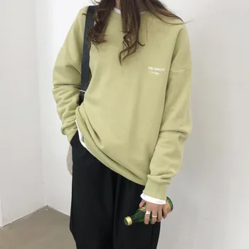 

2020 Season 7 Color Week Printing Letter Loose Increase Down Round Neck Pullover Sweater Woman Hoodies Sudadera Mujer