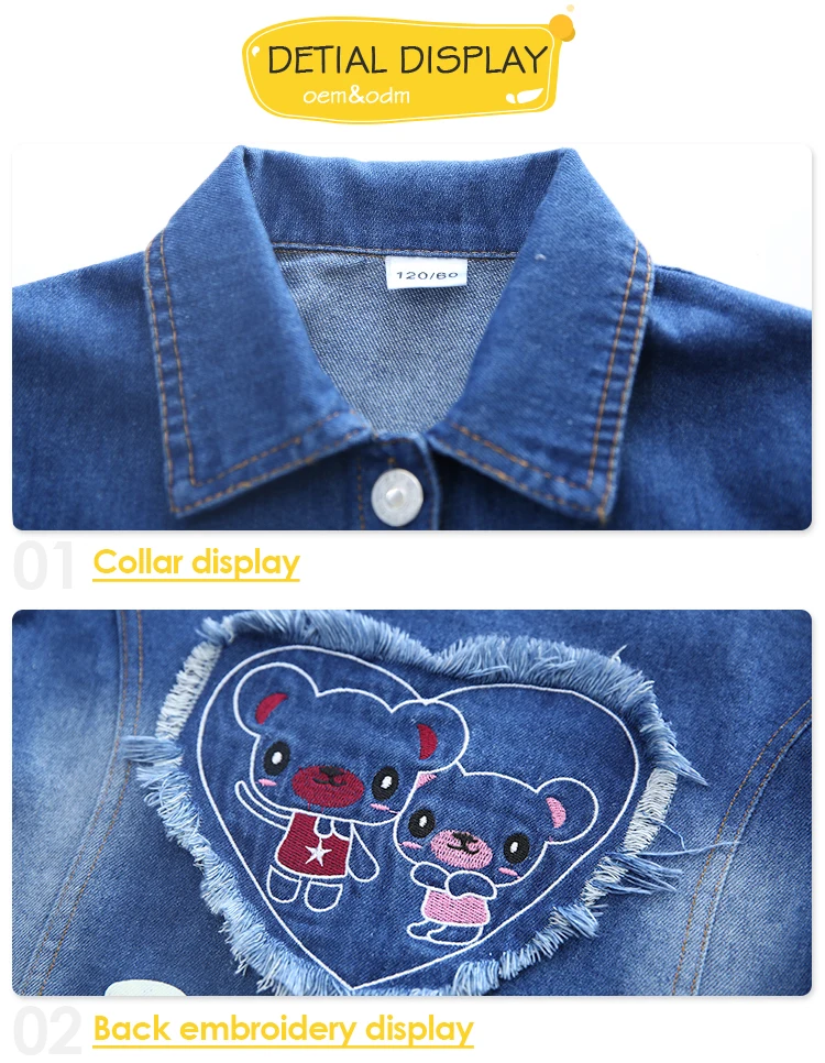 Fashion 2019 New Design High Quality Girls Boutique Denim Clothing 2pcs Kids Clothing Wholesale Girls Wear Denim Jacket Clothes