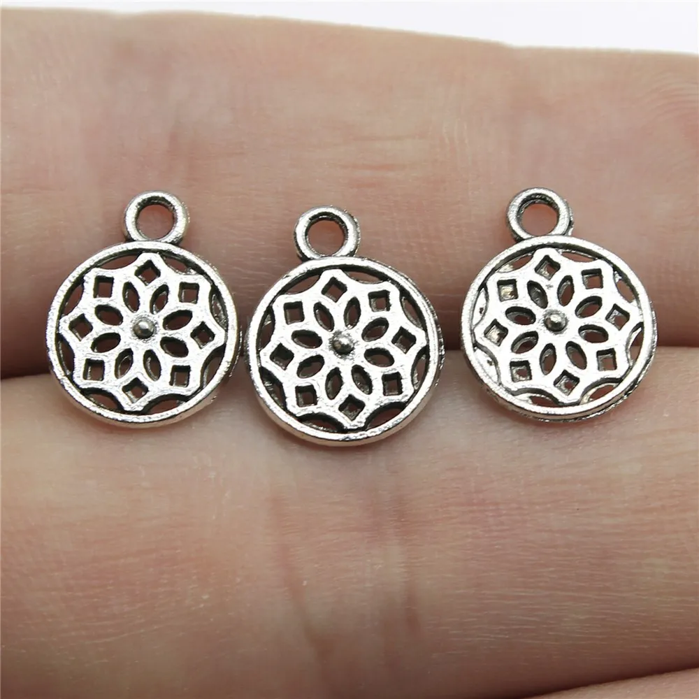 WYSIWYG 20 шт 12x10 мм маленький круглый цветочный мотив шармы очарование charm | Отзывы и видеообзор