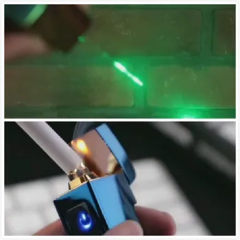 

Smokeless Lighter Cigarette Lighters with Green Laser Pointer Knife Bottle opener Gadgets USB 500mah Battery Built-in