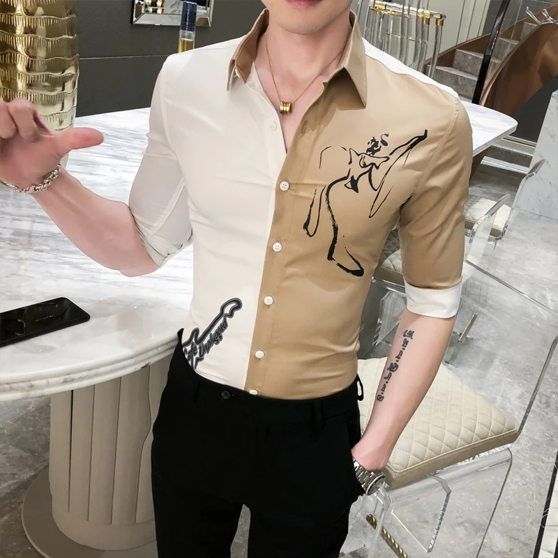 Мужские рубашки в уличном стиле облегающая гавайская рубашка 2020 мужские пэчворк