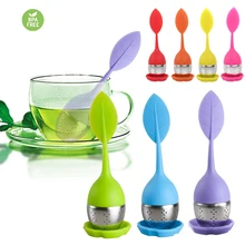 Силиконовый ситечко для заварки чая в виде сладких листьев, многоразовый ситечко для капель, новинка, чайный шар, травяной фильтр для специй, чайный инструмент, 7 цветов, инструмент для питья