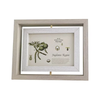 

Photo frame 6 inch rotating photo frame creative wooden double-sided rotating photo frame table desktop blue white