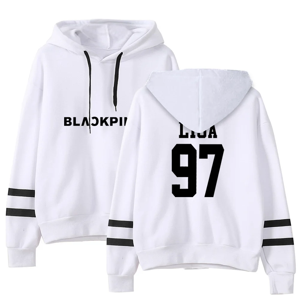 Blackpink Lisa толстовки женские карманы трендовые Kpop толстовки женские письмо напечатано свободно бархат женские с длинным рукавом Милая уличная