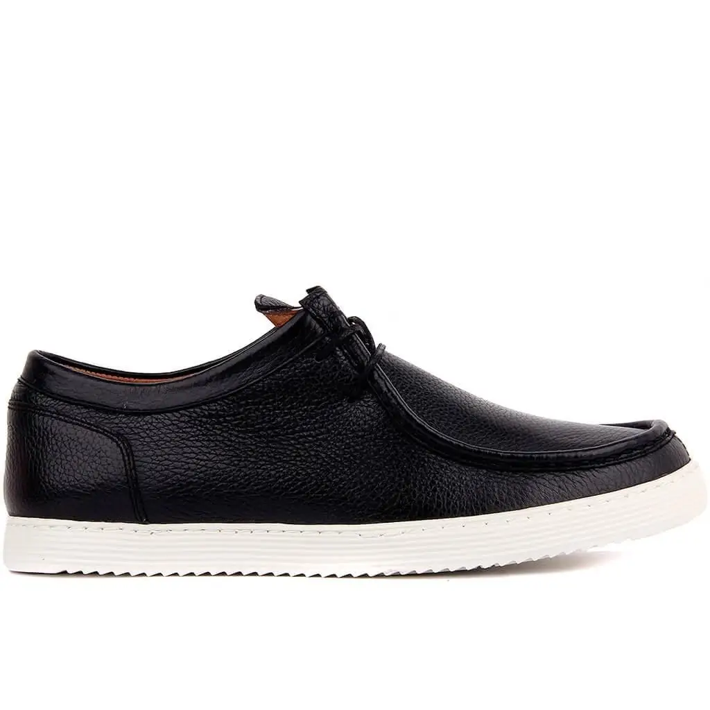 

Sail-Lakers Black Leather Lace-Up Men Casual Shoes
