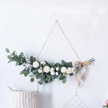 

Artificial Green Eucalyptus Garland Leaves Vine Silk Leaf Fake Rattan Artificial Plants Ivy Wreath Wall Hanging Wedding Decor