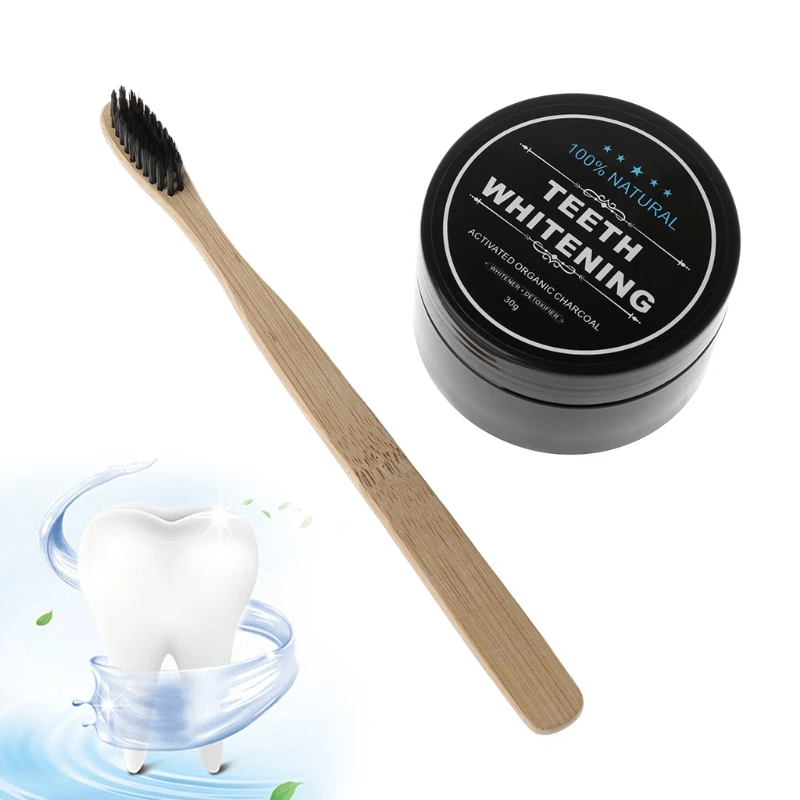 Bamboo Whitening Tooth Powder Organic Activate Charcoal Toothpaste& Toothbrush F42B