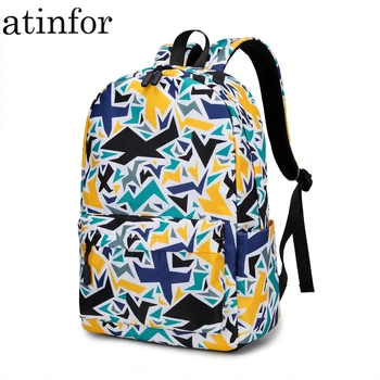 

atinfor Brand Fashion Waterproof Backpack Women Geometric Printing Rucksack School Bag for Teenager Girls Travel Daily Bookbag