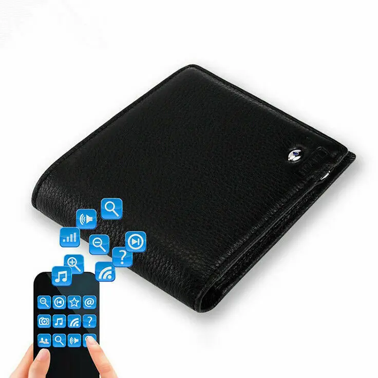 

Black business leather Smart Wallet Card Holder Men Bluetooth Two Way Alarm Anti Theft iOS 7/Android 4.3 or above
