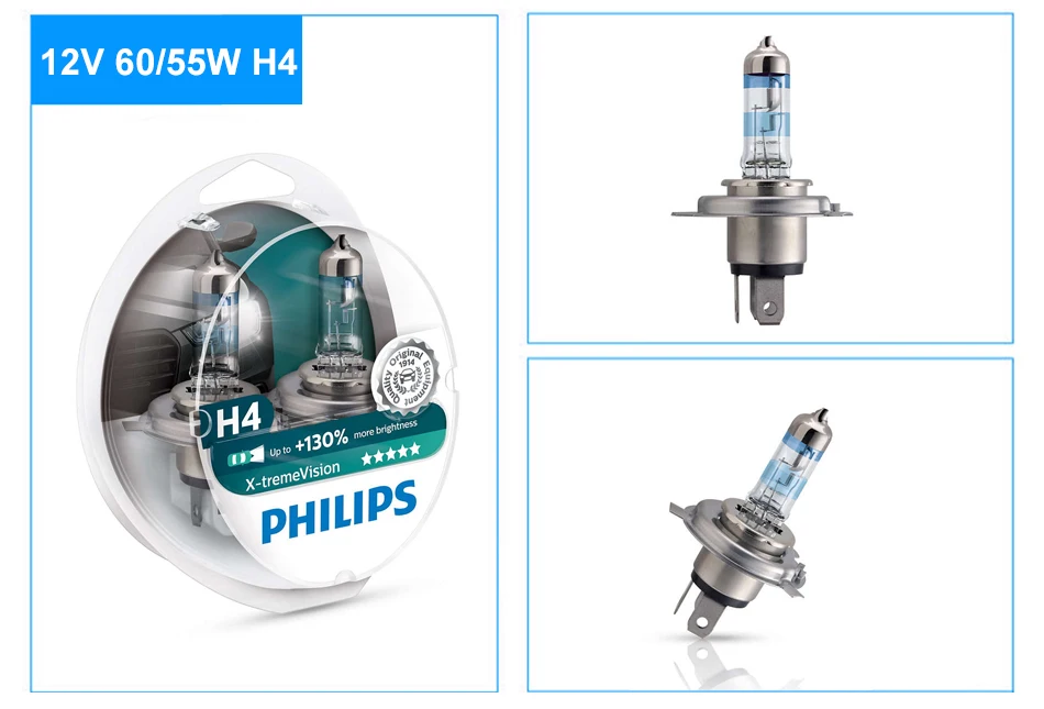 Philips H4 60 Вт 55 Вт H1 H7 Галоген Дальний свет Ближний свет 12 В 2шт автомобильные фары Х-treme видение