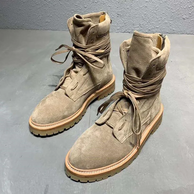 2021 зимние ботинки для мужчин винтажные кожаные на квадратном каблуке военные 14