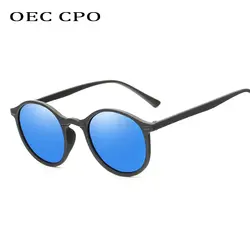 OEC CPO винтажные круглые поляризационные солнцезащитные очки мужские и женские классические ретро с заклепками оправа мужские