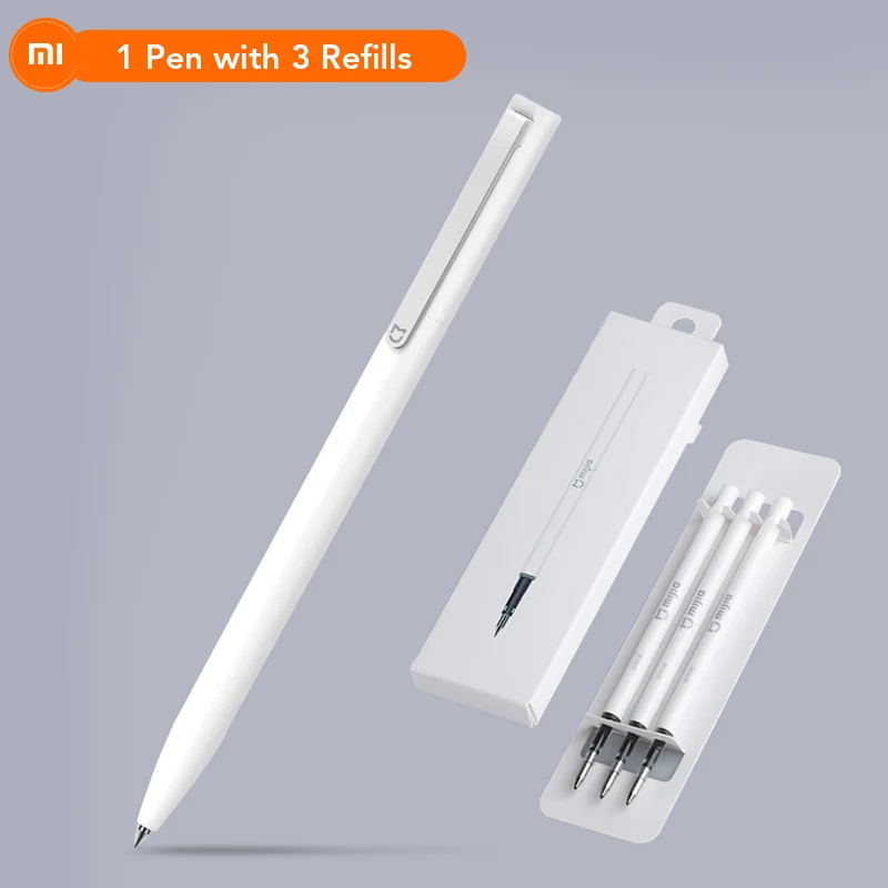 1 Pen with 3 Refills Xiaomi Mijia Подпись гелевая ручка 0,5 мм студенческий экзамен ручка Швейцарский пополнения чернил 143 мм Роллинг Ручка-роллер шариковая ручка черный пополнения чернил - Цвет: 1 Pen with 3 Refills