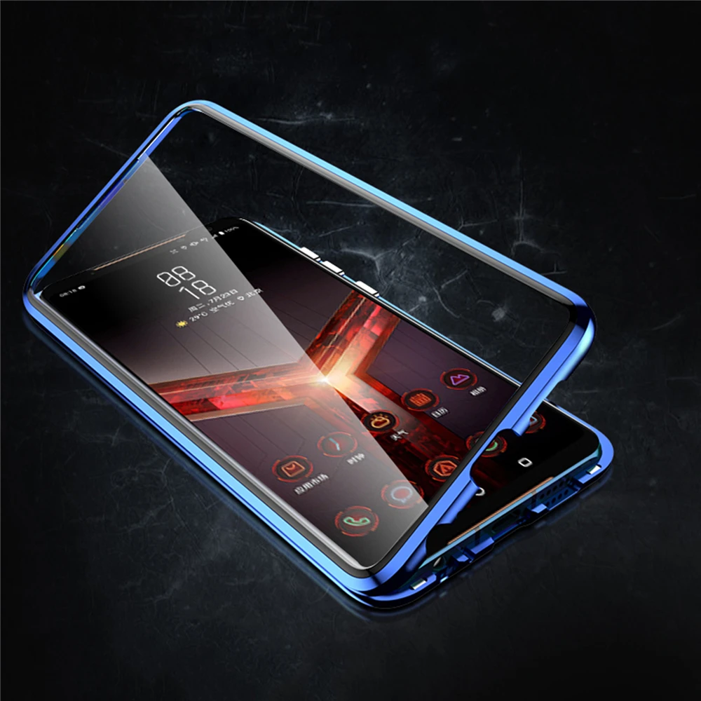 Двусторонний чехол из закаленного стекла для телефона для ASUS ROG Phone II 2/ZS660KL Прозрачный чехол для телефона с магнитным покрытием передняя и задняя крышка