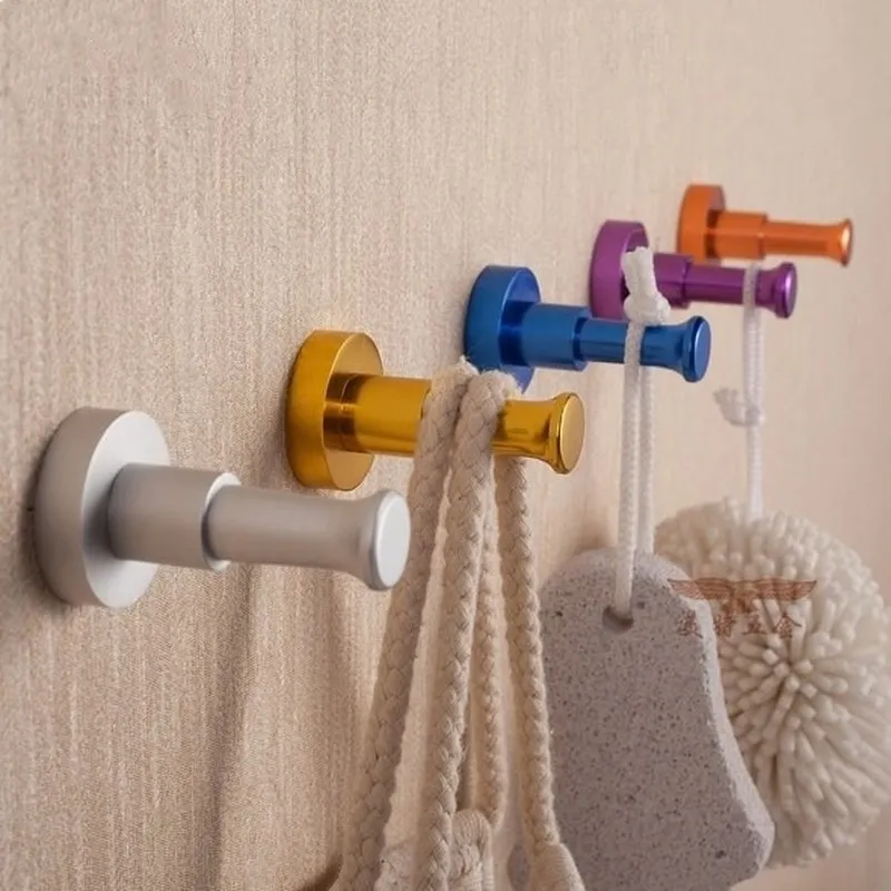 

Space aluminum Bathroom Robe Hooks colourful wall hanger Clothes Towel Coat hanging kitchen Hardware Accessories