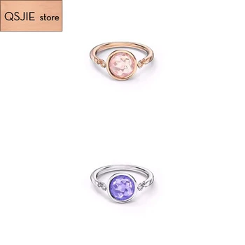 

QSJIE High quality SWA new style. Simple candy crystal color ring