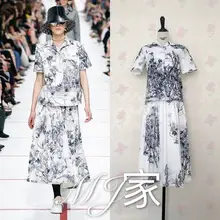 Сердитый ящерицы чернила печати лацкане с короткими рукавами рубашка джунгли мечта талии плиссированные бюст