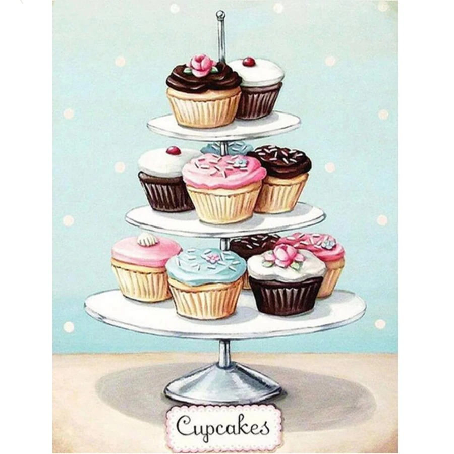 DIY Diamond Paintings Sweet Cupcakes diamond Embroidery Mosaic Cross Stitch kits Home Kitchen Decorations Handmade Crafts L223 | Дом и сад