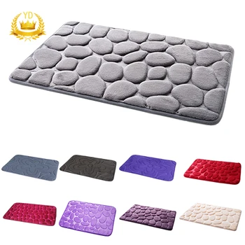 

3D Cobblestone Carpet Floor Mat Water-absorbing Anti-slip Mat Cotton Door Rug Home Decor