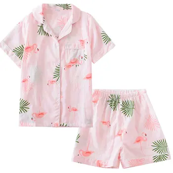 

Japanese Simple Short Pyjamas Kimono Women 100% Cotton Short Sleeves Yukata Ladies Pajama Sets Cute Sleepwear Women Homewear