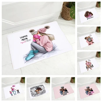 

Super Mom and Baby Floor Mat for Children Room Bedroom Non-Slip Decor Doormat Super Soft Flannel Dining Hall Carpet 40x60cm
