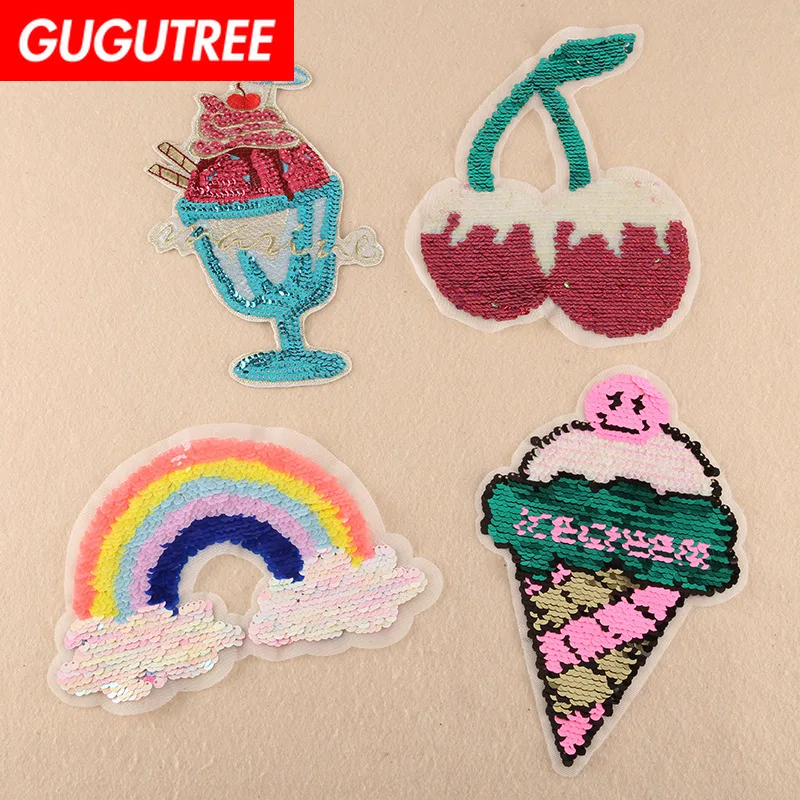 Вышитые блестками большие нашивки GUGUTREE с рисунками животных значки аппликации