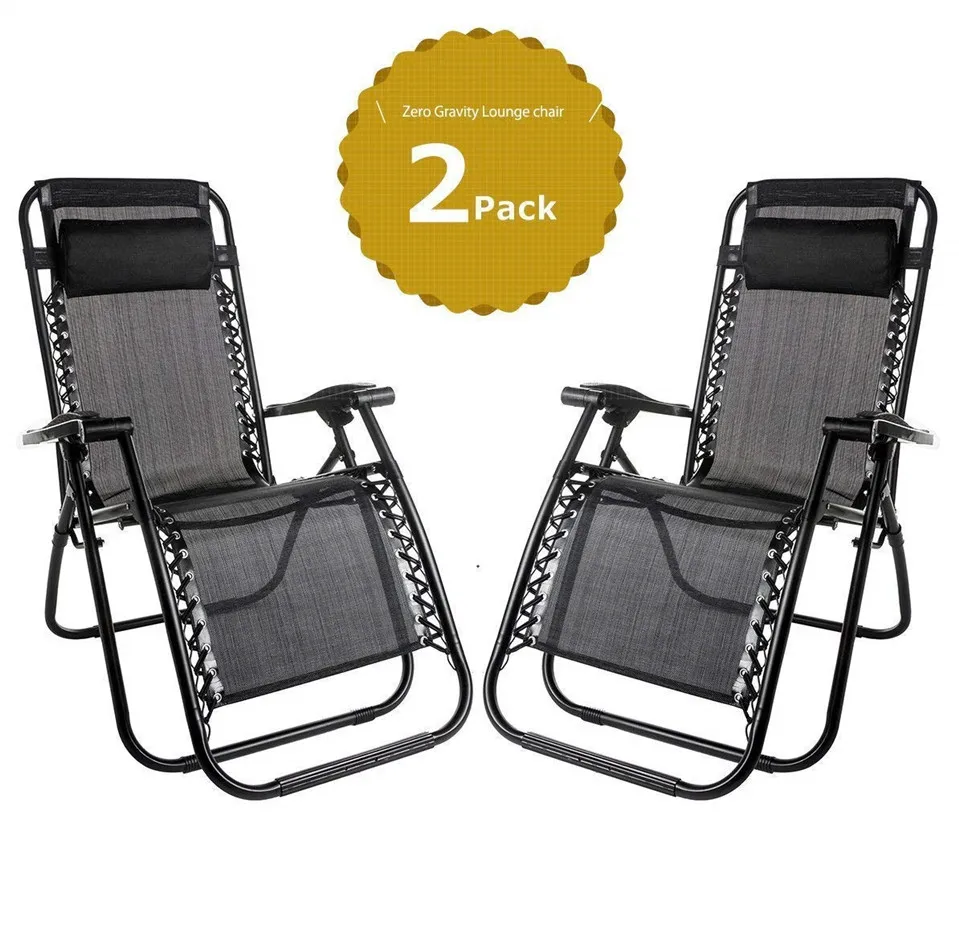 

2 PCS/Set of 2 Heavy Duty Textoline Zero Gravity Chairs Garden Outdoor Patio Out Door Home Furniture Sun Loungers Folding Chairs
