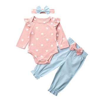 

0-18 Months 3PCS Newborn Baby Girls Tops Romper Bodysuit Jumpsuit Pants Outfits Clothes Set
