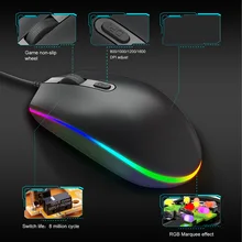 Игровая мышь, Проводная игровая мышь, 7 кнопок, 3200 dpi, USB, цветной светодиодный, с подсветкой, для эргономики, геймеров, ноутбуков, ПК, мышей