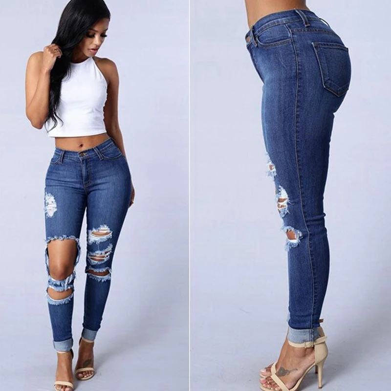 

Hole Ripped Jeans Women Jeans Woman Jeans For Girls Stretch High Waist Skinny Jeans Female Pants
