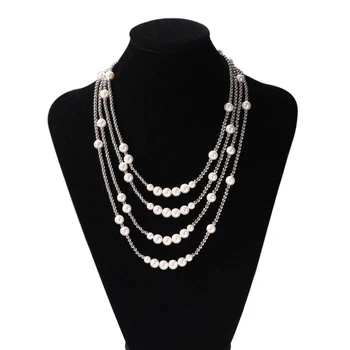 

New Popular Natural Pearl Beaded Stainless Steel Link Chain Choker Necklace for Men Women Hip Hop Rapper Jewelry