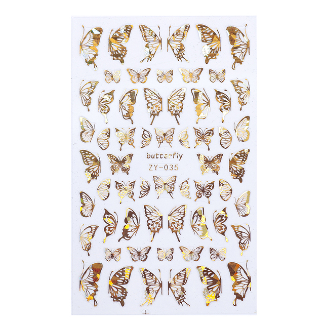 Craft Sticker 3D Nail Art Sticker Ultra-thin Butterfly Nail Art Decoration Sticker Holographic Laser Butterfly Nail Decals