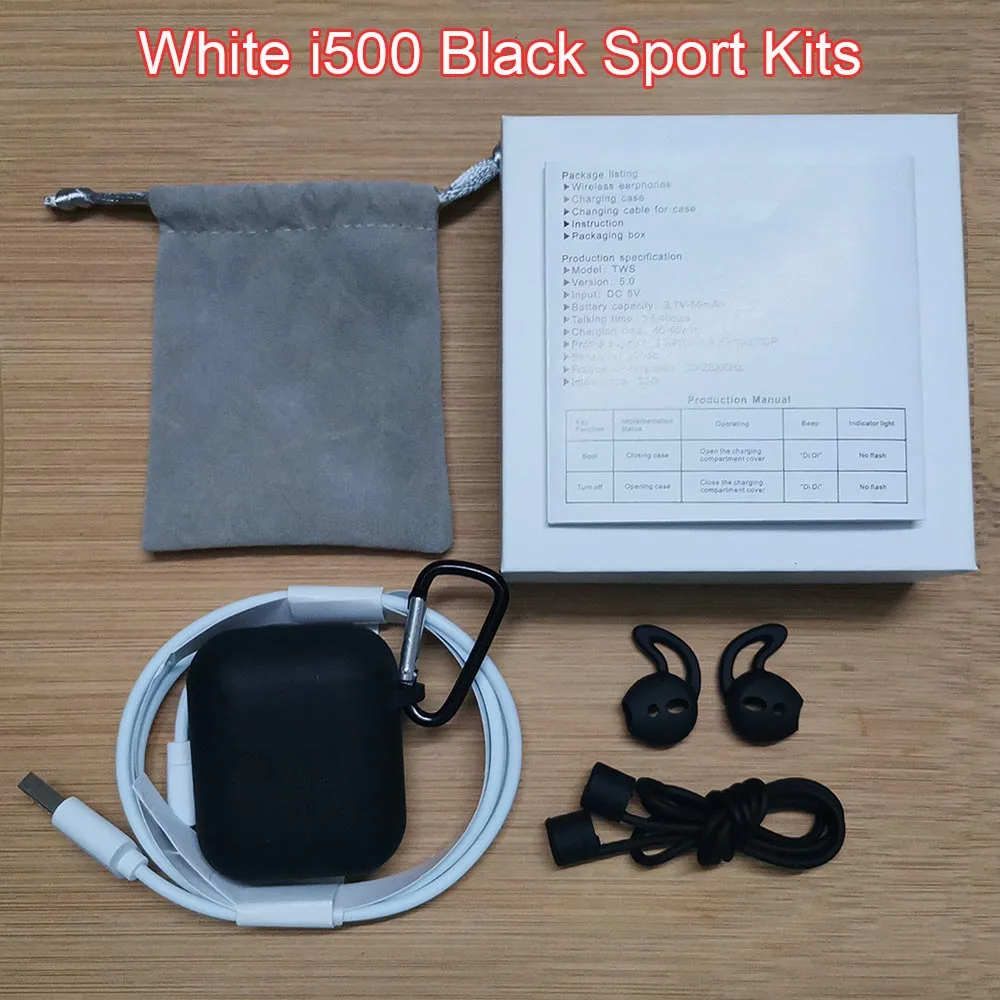 i500 Blacksport Оригинальные i500 Pro TWS Aire 2 1:1 Bluetooth наушники i500tws беспроводные наушники 6D Super Bass Наушники pk i30 i60 i80 i200 tws - Цвет: i500 Blacksport