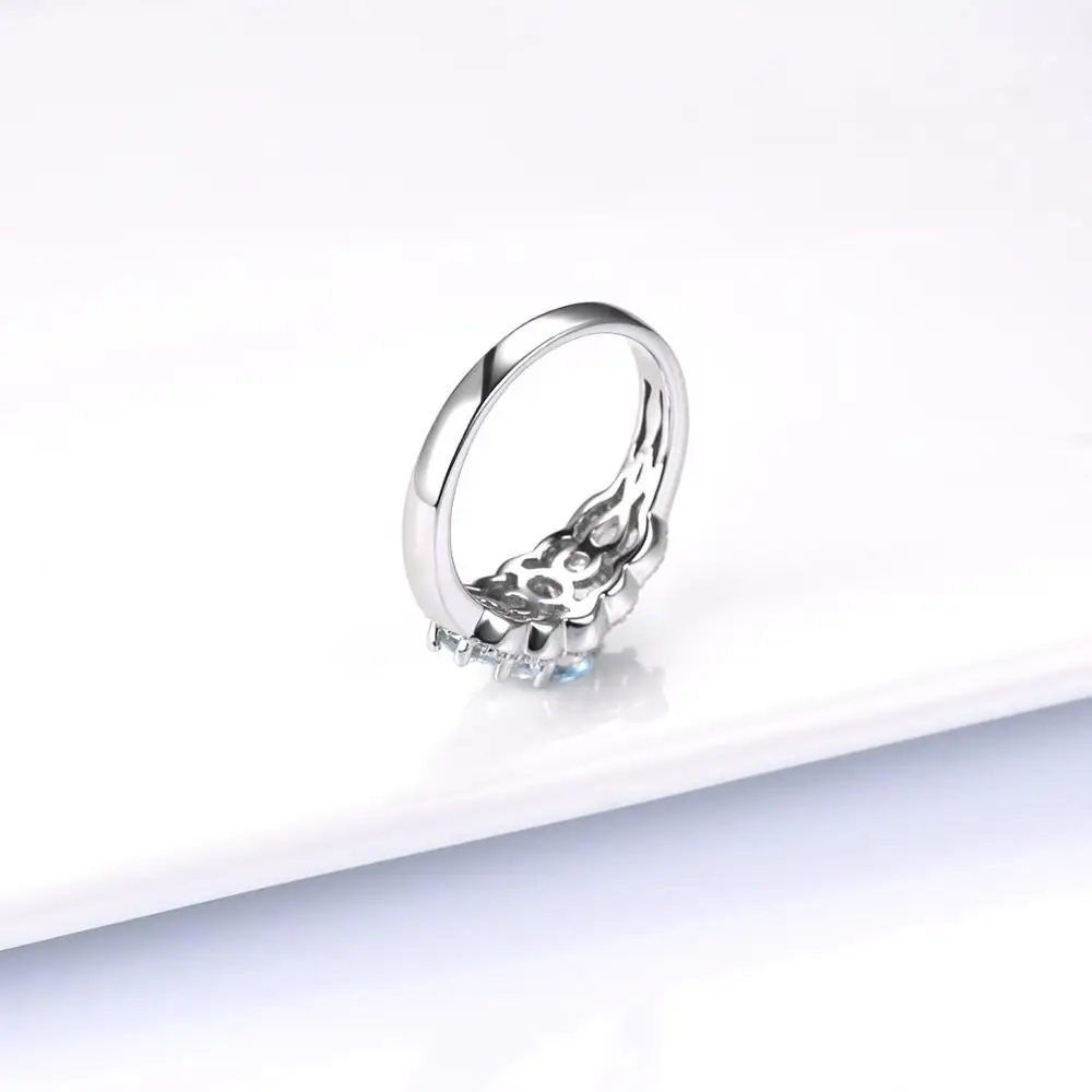 Hutang 1.35ct Натуральный аквамарин обручальное кольцо 925 пробы Серебряные Кольца Из синих драгоценных камней ювелирные изделия для женщин