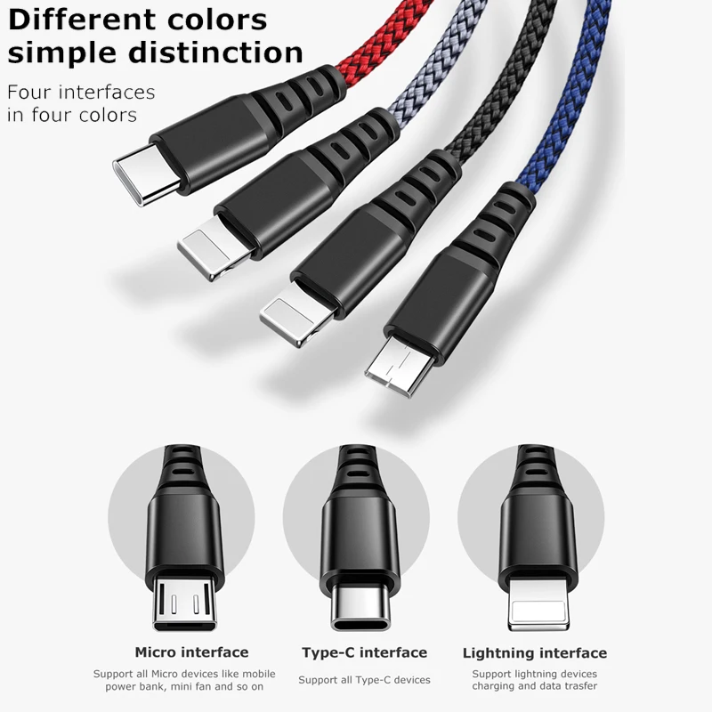 USB кабель Mcdodo для IPhone Xs Max XR X 4 в 1 зарядный Type C Samsung Xiaomi 9 3 Micro USB|Кабели мобильных