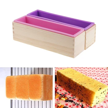 

1200ML Silicone Soap Mold Rectangular Wooden Box With Flexible Liner For Handmade Loaf Cakes Chocolate Mould Soap Mold DIY Tool