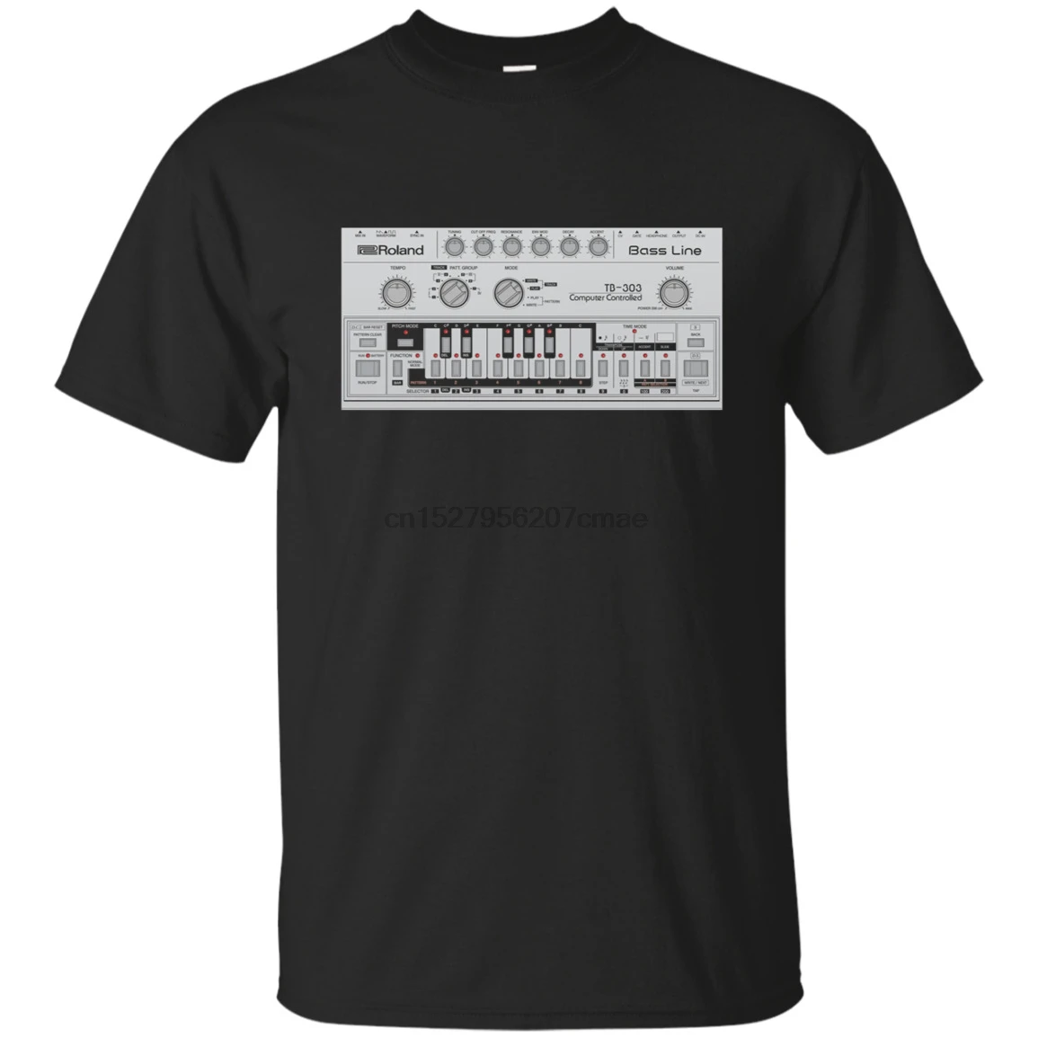 Черная Клубная музыкальная футболка Roland Retro Bass Line TB-303 Trance (1) |